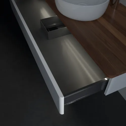 Bild von VILLEROY BOCH Antao Waschbeckenunterschrank, mit Beleuchtung, 1 Auszug, 1200 x 190 x 500 mm, Front ohne Struktur, Glossy White Lacquer / Warm Walnut #L10052GF