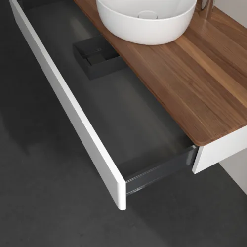 Bild von VILLEROY BOCH Antao Waschbeckenunterschrank, mit Beleuchtung, 1 Auszug, 1200 x 190 x 500 mm, Front ohne Struktur, Glossy White Lacquer / Warm Walnut #L10052GF