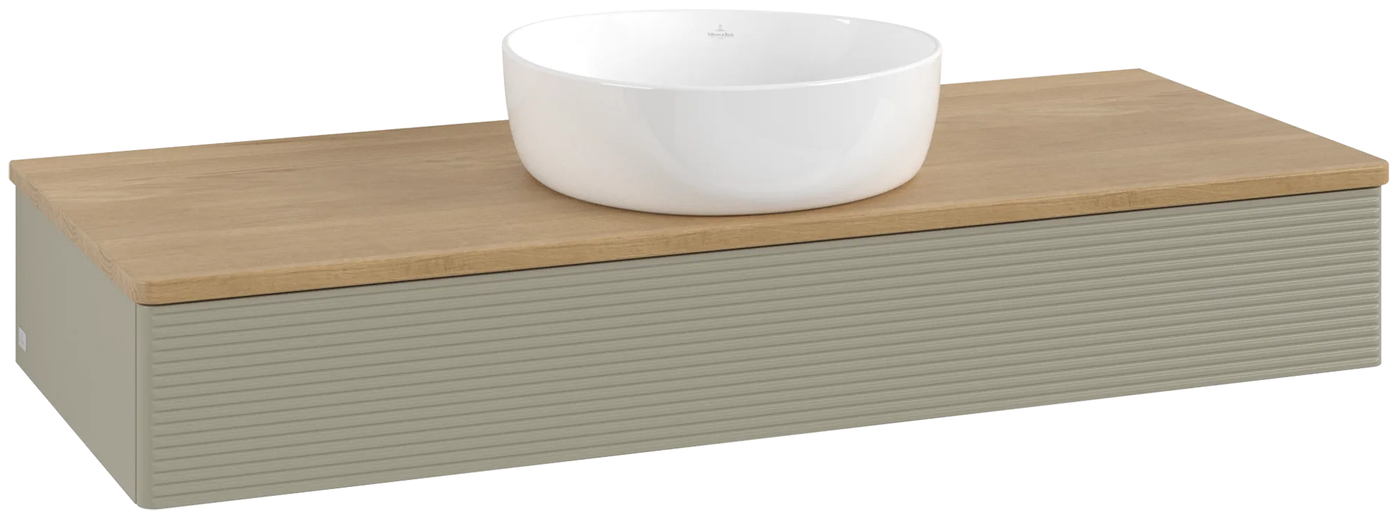 Bild von VILLEROY BOCH Antao Waschbeckenunterschrank, mit Beleuchtung, 1 Auszug, 1200 x 190 x 500 mm, Front mit Struktur, Stone Grey Matt Lacquer / Honey Oak #L10111HK