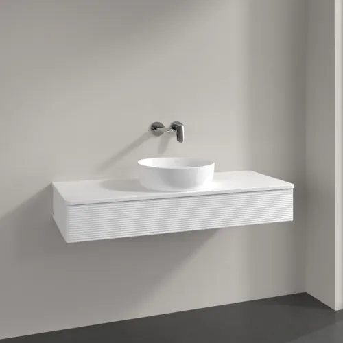Bild von VILLEROY BOCH Antao Waschbeckenunterschrank, mit Beleuchtung, 1 Auszug, 1200 x 190 x 500 mm, Front mit Struktur, White Matt Lacquer / White Matt Lacquer #L10110MT