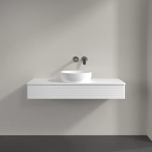 Bild von VILLEROY BOCH Antao Waschbeckenunterschrank, mit Beleuchtung, 1 Auszug, 1200 x 190 x 500 mm, Front mit Struktur, White Matt Lacquer / White Matt Lacquer #L10110MT