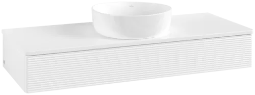 Bild von VILLEROY BOCH Antao Waschbeckenunterschrank, mit Beleuchtung, 1 Auszug, 1200 x 190 x 500 mm, Front mit Struktur, White Matt Lacquer / White Matt Lacquer #L10110MT
