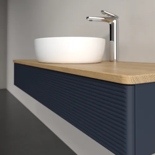 Bild von VILLEROY BOCH Antao Waschbeckenunterschrank, mit Beleuchtung, 1 Auszug, 1200 x 190 x 500 mm, Front mit Struktur, Midnight Blue Matt Lacquer / Honey Oak #L10151HG