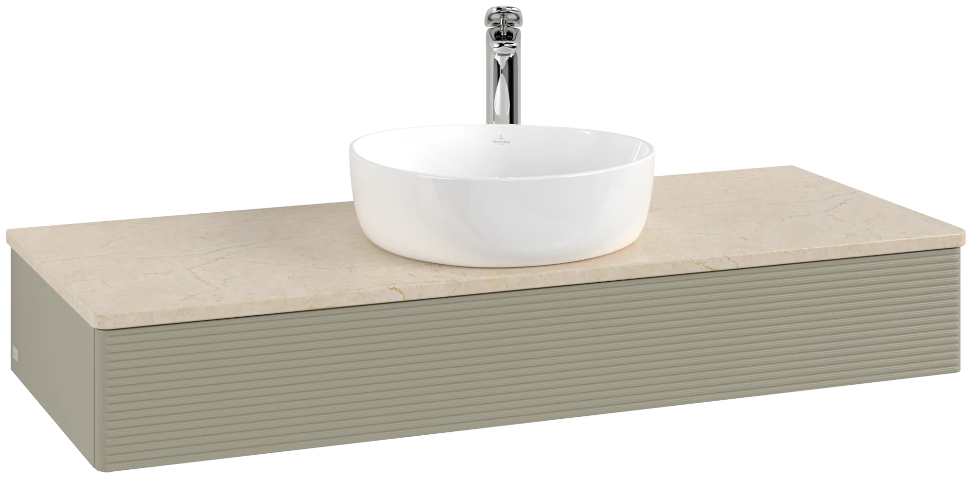 Bild von VILLEROY BOCH Antao Waschbeckenunterschrank, mit Beleuchtung, 1 Auszug, 1200 x 190 x 500 mm, Front mit Struktur, Stone Grey Matt Lacquer / Botticino #L10153HK