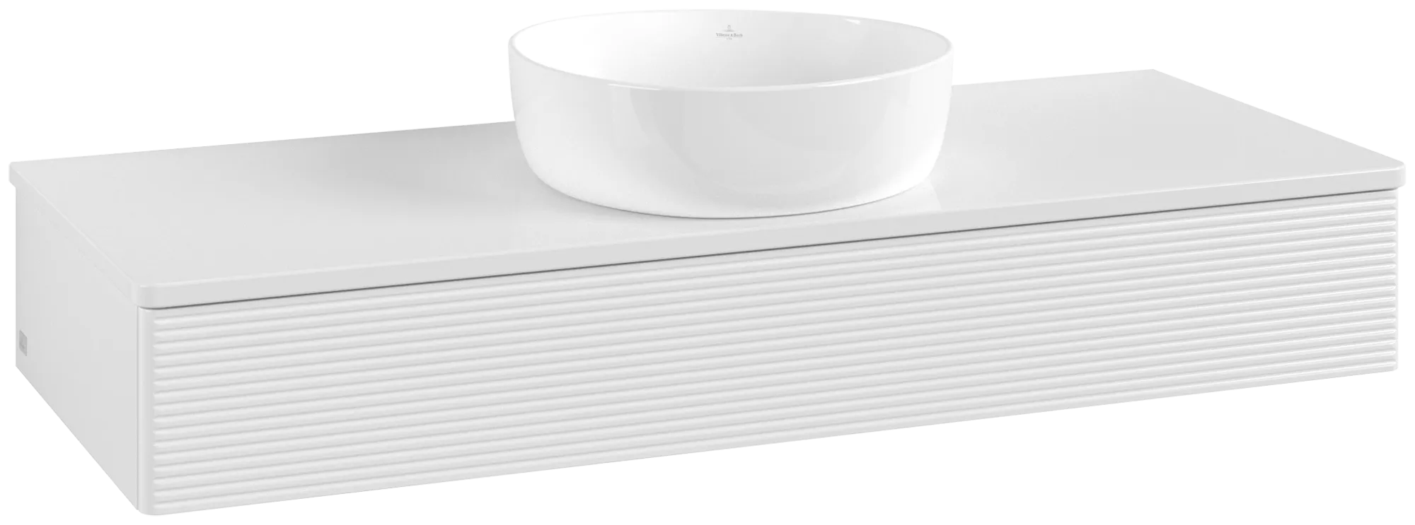 Obrázek VILLEROY BOCH Antao Vanity unit, with lighting, 1 pull-out compartment, 1200 x 190 x 500 mm, Front with grain texture, Glossy White Lacquer / Glossy White Lacquer #L10150GF