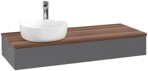 Bild von VILLEROY BOCH Antao Waschbeckenunterschrank, mit Beleuchtung, 1 Auszug, 1200 x 190 x 500 mm, Front ohne Struktur, Anthracite Matt Lacquer / Warm Walnut #L11052GK