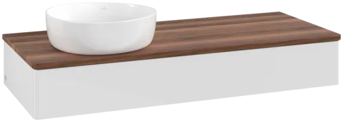 Bild von VILLEROY BOCH Antao Waschbeckenunterschrank, mit Beleuchtung, 1 Auszug, 1200 x 190 x 500 mm, Front ohne Struktur, Glossy White Lacquer / Warm Walnut #L11012GF