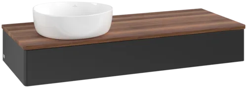 Bild von VILLEROY BOCH Antao Waschbeckenunterschrank, mit Beleuchtung, 1 Auszug, 1200 x 190 x 500 mm, Front ohne Struktur, Black Matt Lacquer / Warm Walnut #L11012PD