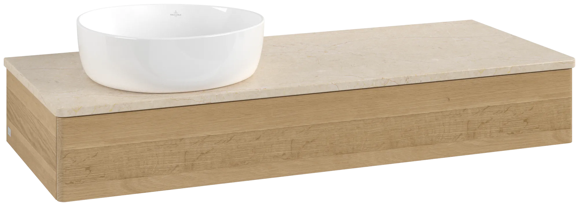 Obrázek VILLEROY BOCH Antao Vanity unit, with lighting, 1 pull-out compartment, 1200 x 190 x 500 mm, Front without structure, Honey Oak / Botticino #L11013HN