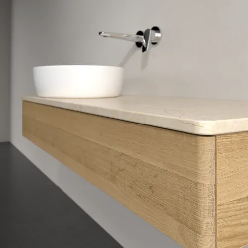Obrázek VILLEROY BOCH Antao Vanity unit, with lighting, 1 pull-out compartment, 1200 x 190 x 500 mm, Front without structure, Honey Oak / Botticino #L11013HN