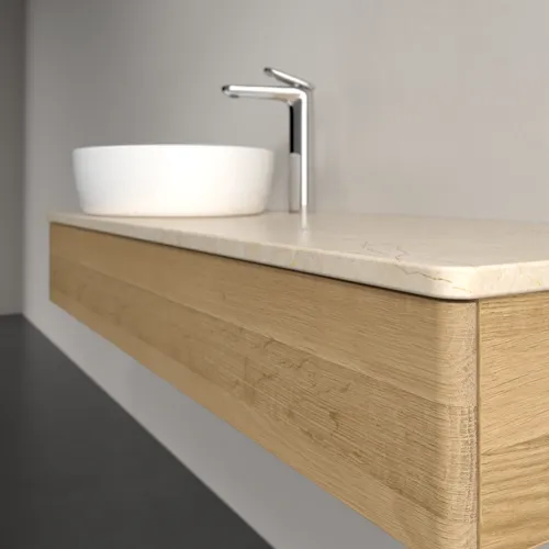 Bild von VILLEROY BOCH Antao Waschbeckenunterschrank, mit Beleuchtung, 1 Auszug, 1200 x 190 x 500 mm, Front ohne Struktur, Honey Oak / Botticino #L11053HN
