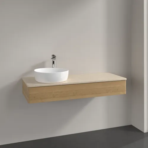 Bild von VILLEROY BOCH Antao Waschbeckenunterschrank, mit Beleuchtung, 1 Auszug, 1200 x 190 x 500 mm, Front ohne Struktur, Honey Oak / Botticino #L11053HN