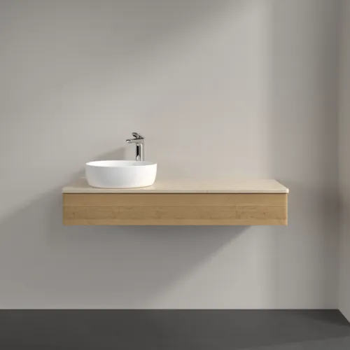 Bild von VILLEROY BOCH Antao Waschbeckenunterschrank, mit Beleuchtung, 1 Auszug, 1200 x 190 x 500 mm, Front ohne Struktur, Honey Oak / Botticino #L11053HN