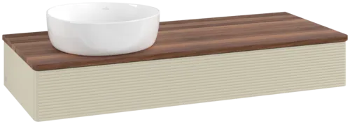 Bild von VILLEROY BOCH Antao Waschbeckenunterschrank, mit Beleuchtung, 1 Auszug, 1200 x 190 x 500 mm, Front mit Struktur, Silk Grey Matt Lacquer / Warm Walnut #L11112HJ