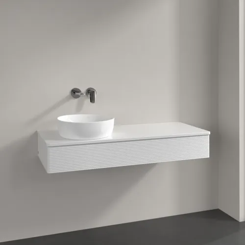 Bild von VILLEROY BOCH Antao Waschbeckenunterschrank, mit Beleuchtung, 1 Auszug, 1200 x 190 x 500 mm, Front mit Struktur, Glossy White Lacquer / Glossy White Lacquer #L11110GF