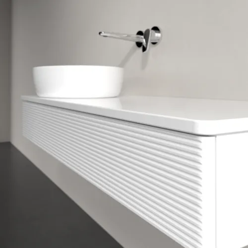 Bild von VILLEROY BOCH Antao Waschbeckenunterschrank, mit Beleuchtung, 1 Auszug, 1200 x 190 x 500 mm, Front mit Struktur, Glossy White Lacquer / Glossy White Lacquer #L11150GF