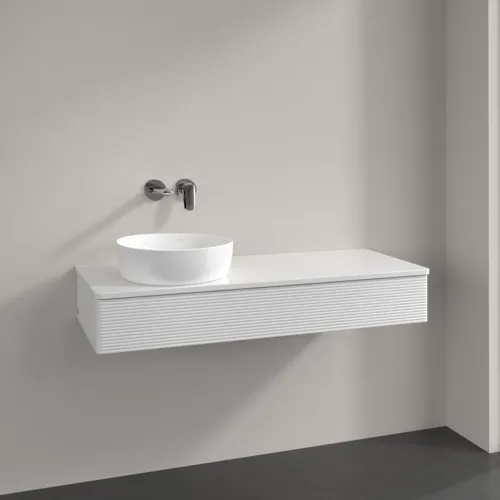 Bild von VILLEROY BOCH Antao Waschbeckenunterschrank, mit Beleuchtung, 1 Auszug, 1200 x 190 x 500 mm, Front mit Struktur, Glossy White Lacquer / Glossy White Lacquer #L11150GF