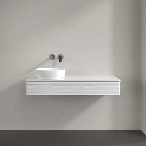Bild von VILLEROY BOCH Antao Waschbeckenunterschrank, mit Beleuchtung, 1 Auszug, 1200 x 190 x 500 mm, Front mit Struktur, Glossy White Lacquer / Glossy White Lacquer #L11150GF
