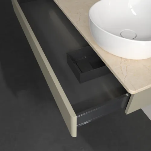 Picture of VILLEROY BOCH Antao Vanity unit, with lighting, 1 pull-out compartment, 1200 x 190 x 500 mm, Front without structure, Stone Grey Matt Lacquer / Botticino #L12013HK
