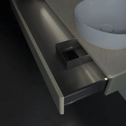 Picture of VILLEROY BOCH Antao Vanity unit, with lighting, 1 pull-out compartment, 1200 x 190 x 500 mm, Front without structure, Stone Grey Matt Lacquer / Botticino #L12013HK