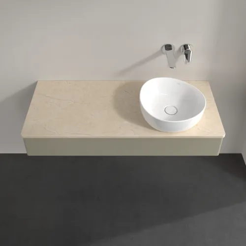Picture of VILLEROY BOCH Antao Vanity unit, with lighting, 1 pull-out compartment, 1200 x 190 x 500 mm, Front without structure, Stone Grey Matt Lacquer / Botticino #L12013HK