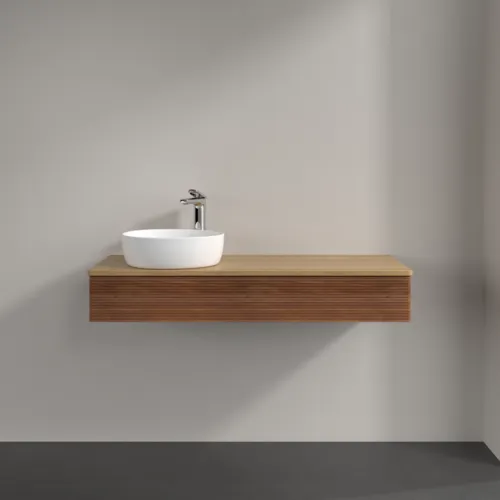 Bild von VILLEROY BOCH Antao Waschbeckenunterschrank, mit Beleuchtung, 1 Auszug, 1200 x 190 x 500 mm, Front mit Struktur, Warm Walnut / Honey Oak #L11151HM