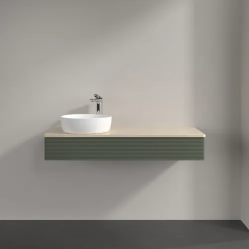 Bild von VILLEROY BOCH Antao Waschbeckenunterschrank, mit Beleuchtung, 1 Auszug, 1200 x 190 x 500 mm, Front mit Struktur, Leaf Green Matt Lacquer / Botticino #L11153HL