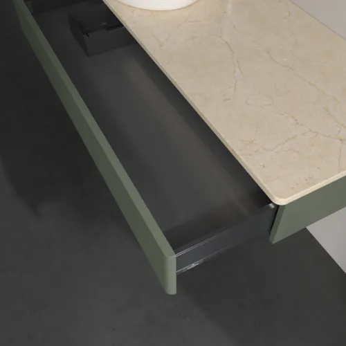 Bild von VILLEROY BOCH Antao Waschbeckenunterschrank, mit Beleuchtung, 1 Auszug, 1200 x 190 x 500 mm, Front mit Struktur, Leaf Green Matt Lacquer / Botticino #L11153HL