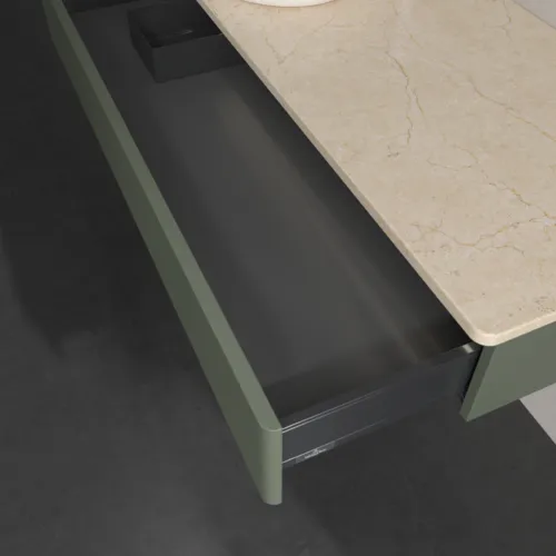 Bild von VILLEROY BOCH Antao Waschbeckenunterschrank, mit Beleuchtung, 1 Auszug, 1200 x 190 x 500 mm, Front mit Struktur, Leaf Green Matt Lacquer / Botticino #L11153HL