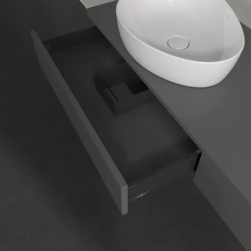 Bild von VILLEROY BOCH Antao Waschbeckenunterschrank, mit Beleuchtung, 2 Auszüge, 1600 x 190 x 500 mm, Front ohne Struktur, Anthracite Matt Lacquer / Anthracite Matt Lacquer #L15010GK