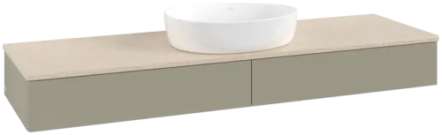 Bild von VILLEROY BOCH Antao Waschbeckenunterschrank, mit Beleuchtung, 2 Auszüge, 1600 x 190 x 500 mm, Front ohne Struktur, Stone Grey Matt Lacquer / Botticino #L14013HK