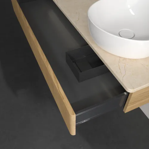 Bild von VILLEROY BOCH Antao Waschbeckenunterschrank, mit Beleuchtung, 1 Auszug, 1200 x 190 x 500 mm, Front mit Struktur, Honey Oak / Botticino #L12153HN