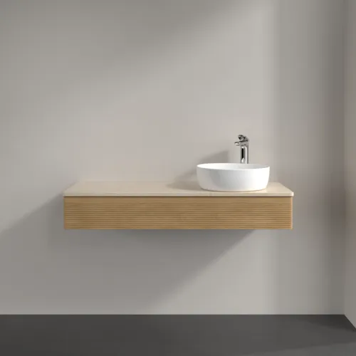 Bild von VILLEROY BOCH Antao Waschbeckenunterschrank, mit Beleuchtung, 1 Auszug, 1200 x 190 x 500 mm, Front mit Struktur, Honey Oak / Botticino #L12153HN