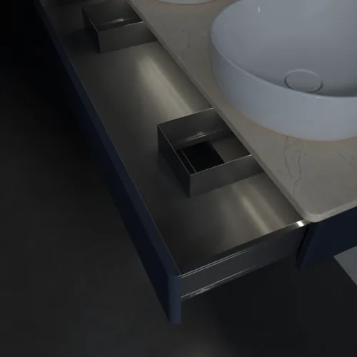 Bild von VILLEROY BOCH Antao Waschbeckenunterschrank, mit Beleuchtung, 1 Auszug, 1200 x 190 x 500 mm, Front mit Struktur, Midnight Blue Matt Lacquer / Botticino #L13113HG
