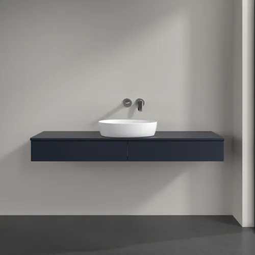 Bild von VILLEROY BOCH Antao Waschbeckenunterschrank, mit Beleuchtung, 2 Auszüge, 1600 x 190 x 500 mm, Front ohne Struktur, Midnight Blue Matt Lacquer / Midnight Blue Matt Lacquer #L14010HG