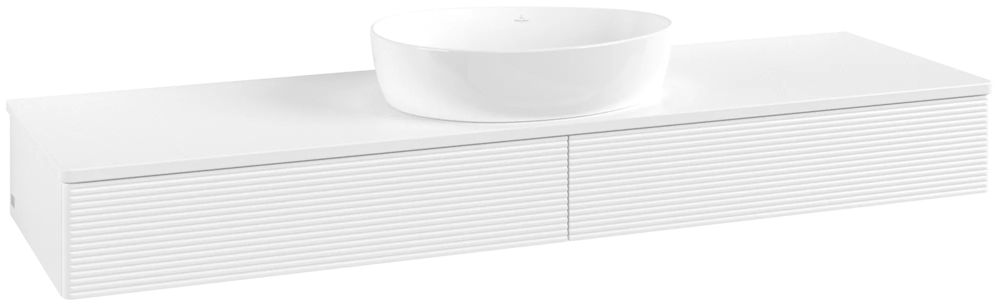 Bild von VILLEROY BOCH Antao Waschbeckenunterschrank, mit Beleuchtung, 2 Auszüge, 1600 x 190 x 500 mm, Front mit Struktur, White Matt Lacquer / White Matt Lacquer #L14110MT