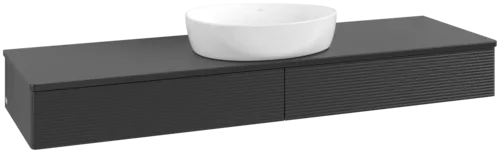 Bild von VILLEROY BOCH Antao Waschbeckenunterschrank, mit Beleuchtung, 2 Auszüge, 1600 x 190 x 500 mm, Front mit Struktur, Black Matt Lacquer / Black Matt Lacquer #L14110PD