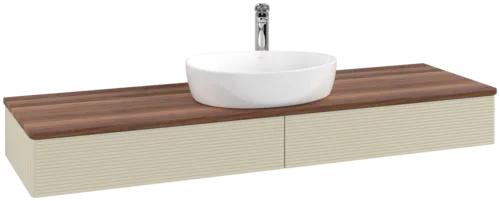Bild von VILLEROY BOCH Antao Waschbeckenunterschrank, mit Beleuchtung, 2 Auszüge, 1600 x 190 x 500 mm, Front mit Struktur, Silk Grey Matt Lacquer / Warm Walnut #L14152HJ