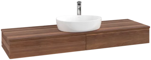 Bild von VILLEROY BOCH Antao Waschbeckenunterschrank, mit Beleuchtung, 2 Auszüge, 1600 x 190 x 500 mm, Front mit Struktur, Warm Walnut / Warm Walnut #L14152HM