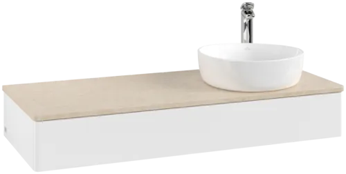 Bild von VILLEROY BOCH Antao Waschbeckenunterschrank, mit Beleuchtung, 1 Auszug, 1200 x 190 x 500 mm, Front ohne Struktur, White Matt Lacquer / Botticino #L12053MT