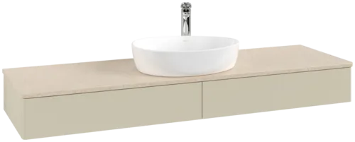 Bild von VILLEROY BOCH Antao Waschbeckenunterschrank, mit Beleuchtung, 2 Auszüge, 1600 x 190 x 500 mm, Front ohne Struktur, Silk Grey Matt Lacquer / Botticino #L14053HJ