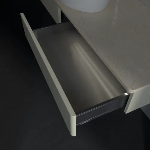 Bild von VILLEROY BOCH Antao Waschbeckenunterschrank, mit Beleuchtung, 2 Auszüge, 1600 x 190 x 500 mm, Front ohne Struktur, Silk Grey Matt Lacquer / Botticino #L14053HJ