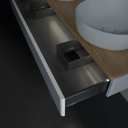 Bild von VILLEROY BOCH Antao Waschbeckenunterschrank, mit Beleuchtung, 1 Auszug, 1200 x 190 x 500 mm, Front ohne Struktur, Glossy White Lacquer / Honey Oak #L13011GF