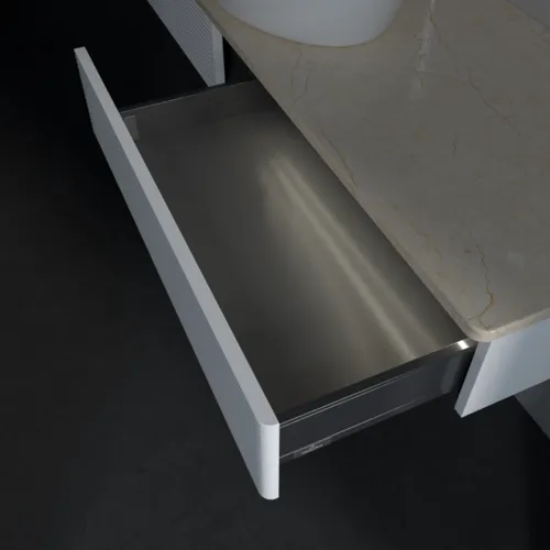 Bild von VILLEROY BOCH Antao Waschbeckenunterschrank, mit Beleuchtung, 2 Auszüge, 1600 x 190 x 500 mm, Front mit Struktur, White Matt Lacquer / Botticino #L14153MT