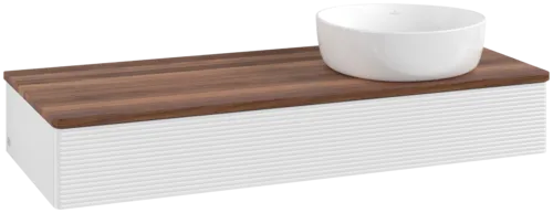 Bild von VILLEROY BOCH Antao Waschbeckenunterschrank, mit Beleuchtung, 1 Auszug, 1200 x 190 x 500 mm, Front mit Struktur, Glossy White Lacquer / Warm Walnut #L12112GF