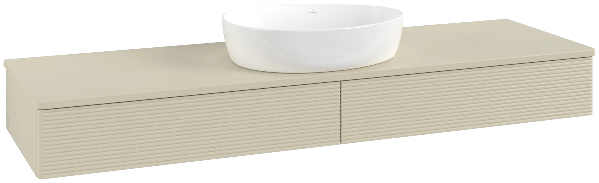 Bild von VILLEROY BOCH Antao Waschbeckenunterschrank, mit Beleuchtung, 2 Auszüge, 1600 x 190 x 500 mm, Front mit Struktur, Silk Grey Matt Lacquer / Silk Grey Matt Lacquer #L14150HJ