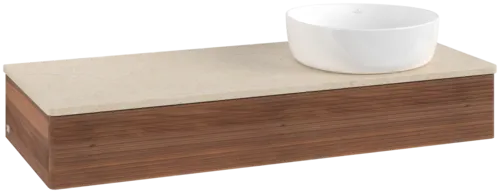 Bild von VILLEROY BOCH Antao Waschbeckenunterschrank, mit Beleuchtung, 1 Auszug, 1200 x 190 x 500 mm, Front mit Struktur, Warm Walnut / Botticino #L12113HM