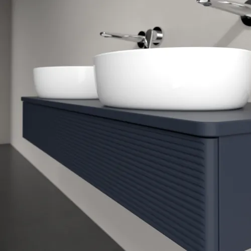 Obrázek VILLEROY BOCH Antao Vanity unit, with lighting, 1 pull-out compartment, 1200 x 190 x 500 mm, Front with grain texture, Midnight Blue Matt Lacquer / Midnight Blue Matt Lacquer #L13110HG