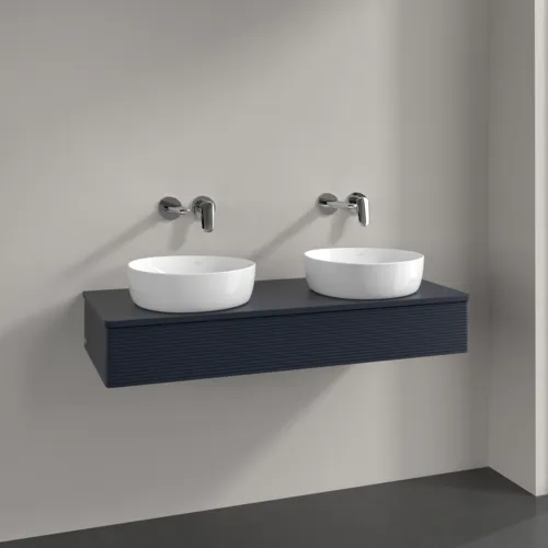 Obrázek VILLEROY BOCH Antao Vanity unit, with lighting, 1 pull-out compartment, 1200 x 190 x 500 mm, Front with grain texture, Midnight Blue Matt Lacquer / Midnight Blue Matt Lacquer #L13110HG