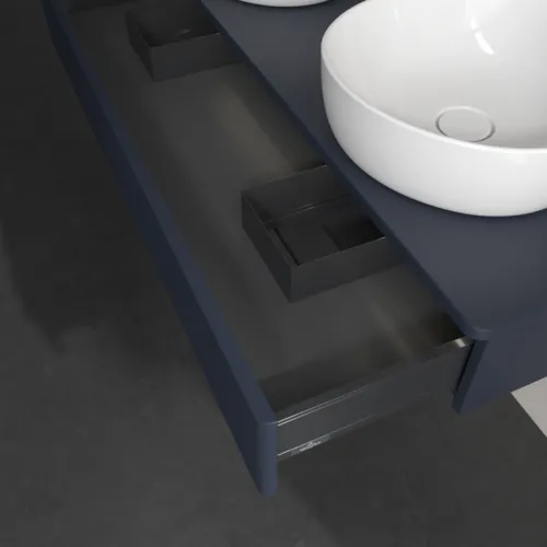 Obrázek VILLEROY BOCH Antao Vanity unit, with lighting, 1 pull-out compartment, 1200 x 190 x 500 mm, Front with grain texture, Midnight Blue Matt Lacquer / Midnight Blue Matt Lacquer #L13110HG